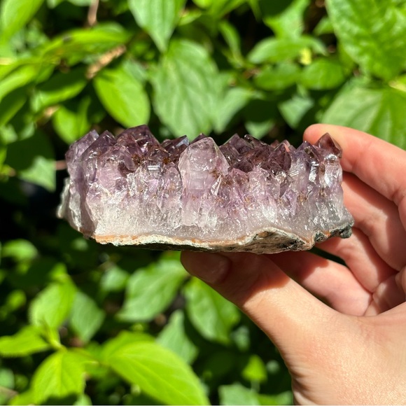 Stunning Deep Purple Amethyst Cluster with Cacoxenite and Hematite Inclusions - Picture 7 of 10